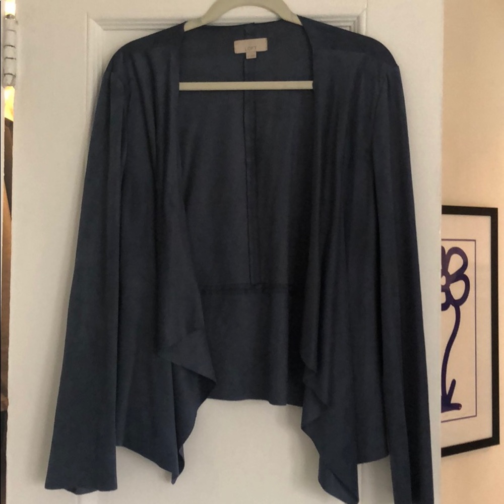 Loft blue suede cardigan- size 12